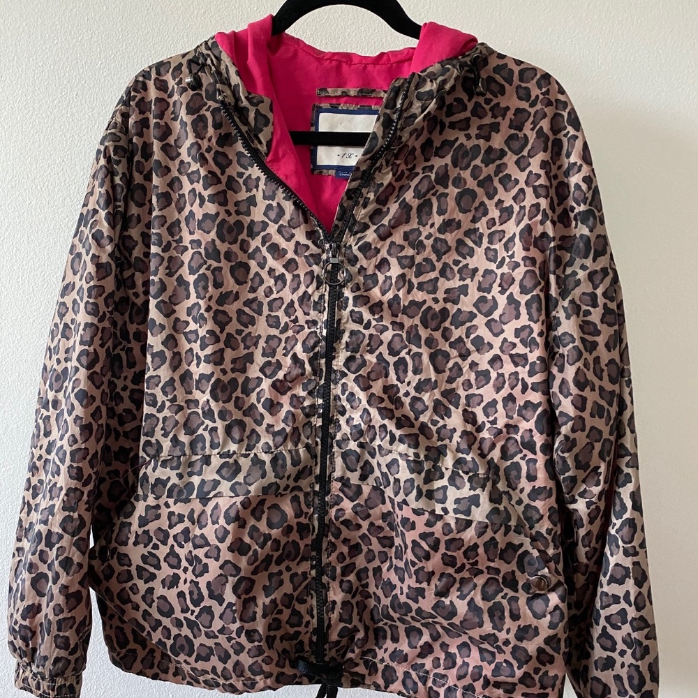 Leopard Print Raincoat with Hood